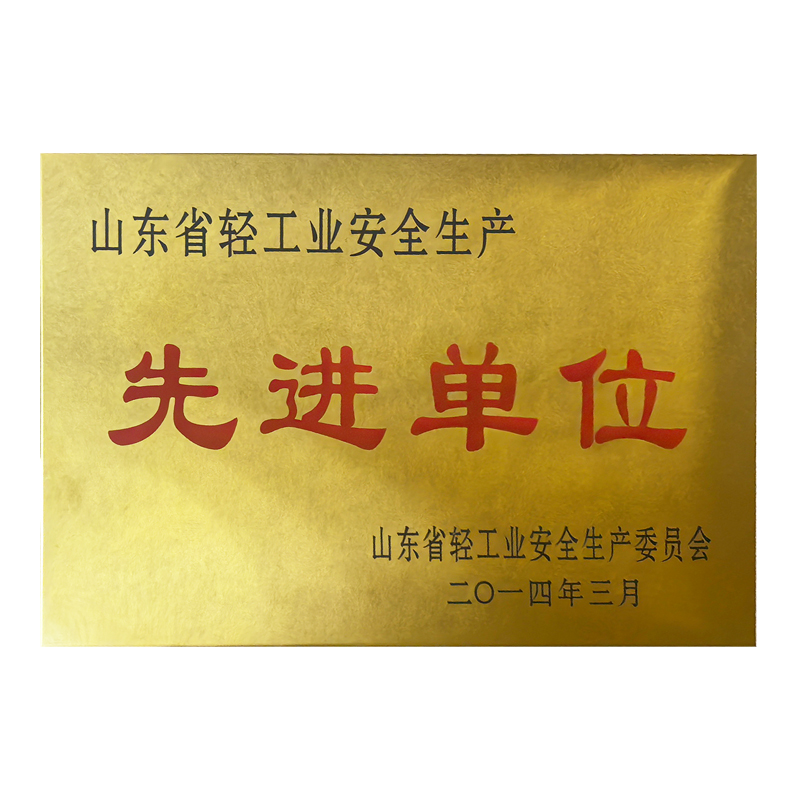 山东轻工业安全生产先进单位